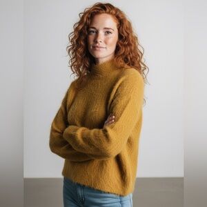 Candie’s Mustard Yellow Fuzzy Sweater | Size M